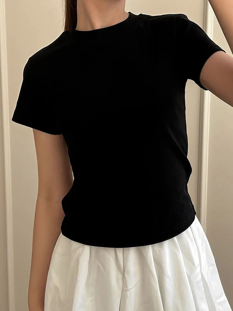 Basic T Shirts Women Cotton Slim Fit White Tops Summer Black Tees Crew Neck 100% Cotton T Shirt For Women Plain T-shirts Soft