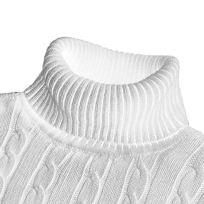 Men's Turtleneck Sweater - Knitted Pullover With Argyle Pattern | Warm Wool Casual Top