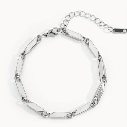 1pc Fashion Men's Titanium Steel Bracelet, Quenched Bamboo Leaf Chain Fashion Versatile Bracelet For Men And Women