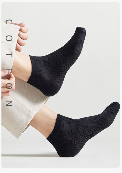 4 Pairs Men's Socks Classical Pure Cotton Antibacterial Deodorant Mesh Sweat Absorption Foot Massage Short Socks Sports Bussiess