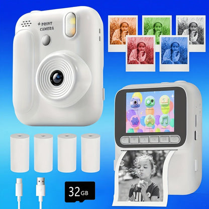 Kids Instant Camera - 32GB Digital Color Printing Camera With 1080P Video & Thermal Print