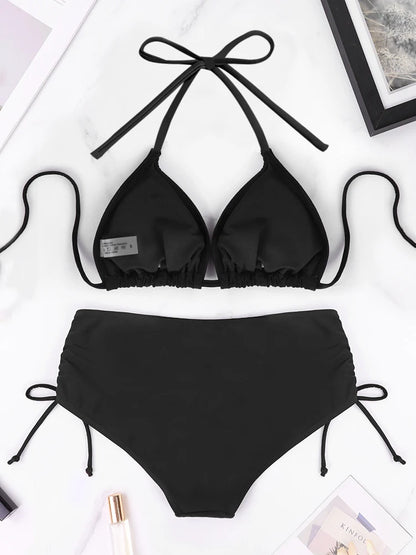 Women's Bikini Set - Lace Up Bareback Strap Two Piece Summer Beach Swimsuit