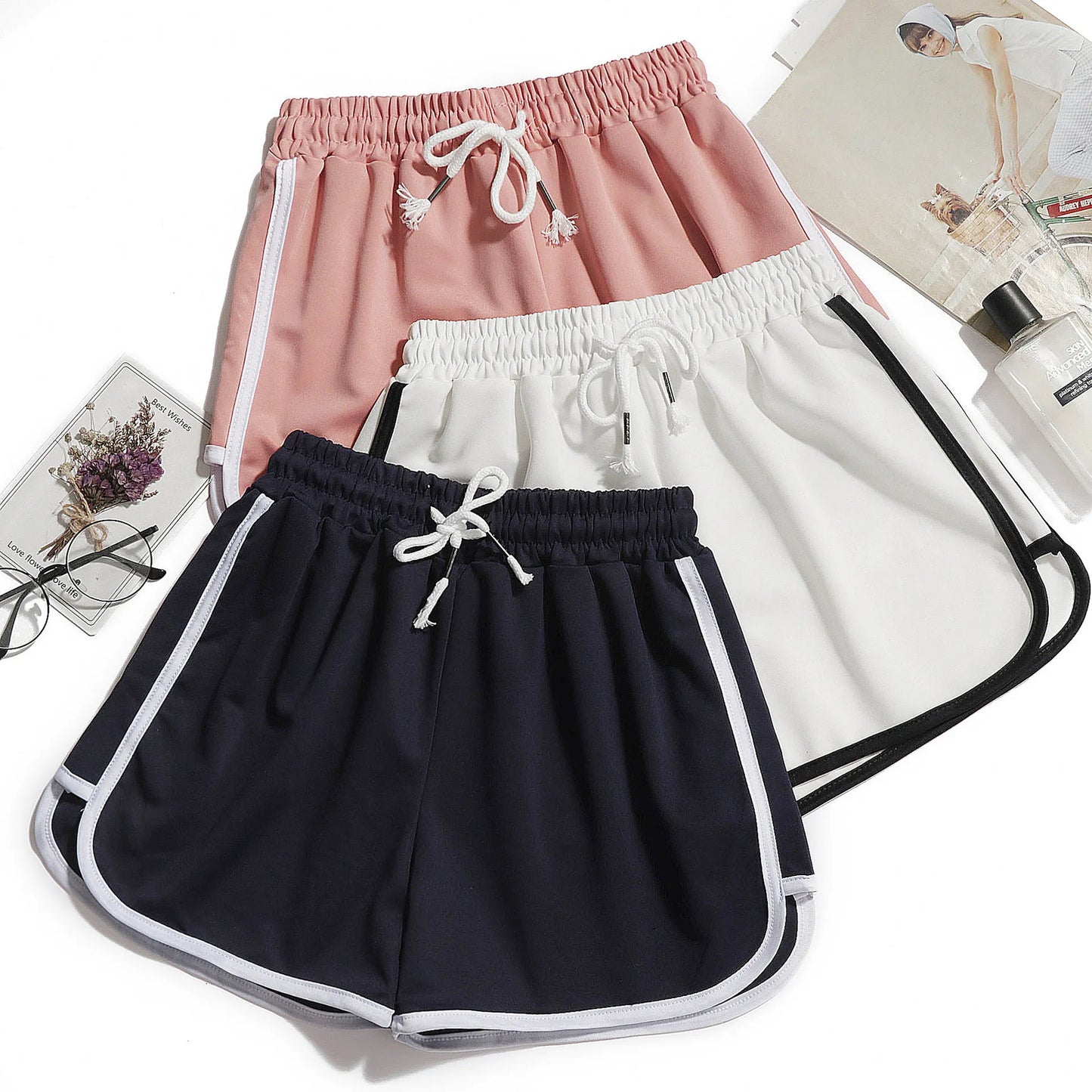 1pcs Summer Women Casual Solid Shorts Girl Gym Workout Shorts Pants Ladies Mid Waisted Yoga Short Student  Loose Shorts S-3XL