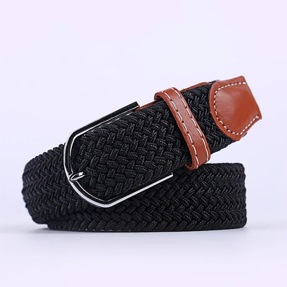 Unisex Stretch Jeans Belt - Casual Knitted Woven Canvas Pin Buckle