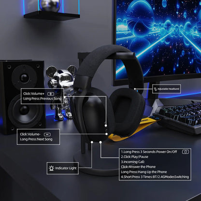 ATTACK SHARK L80PRO Wireless Gaming Headset 2.4G/BT/Wired Ultra-Light 40mm Drivers Low Latency Headphone for PC PS5 Switch Xbox