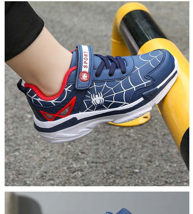 Brand Kids Cartoon Spider Sneakers Boys Comfortable Sports Shoes Outdoor Non-slip Tennis Shoes Lightweight Casual Running Shoes