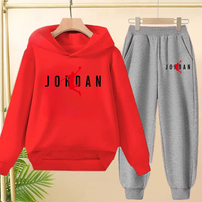Children's Sportswear Set with Hoodie Sweatshirt And Long Pants Suitable for Kids Aged 3-13 Years Old for Engaging in Sports