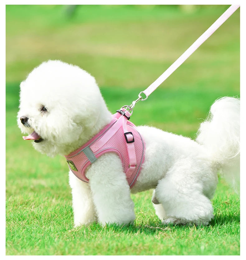 Dog Harness Pet Leash Vest-style Cat Breathable Adjustable Rope Reflective Pet Supplies Small Medium Dog Walking Harness Lead