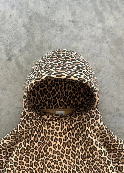 Y2K Leopard Print Hoodie – Unisex Harajuku Hip Hop Style Zip-Up Pullover Sweatshirt for Couples