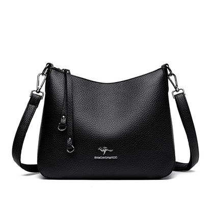 Pu Leather Handbag | Casual Female Tote With Interior Zipper Pocket & No Zipper Closure