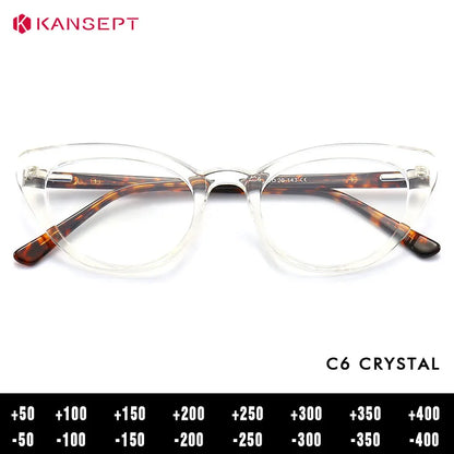 Computer Glasses Women | Anti Glare Cat Eye Reading Glasses With Clear Lenses & Plastic Frame