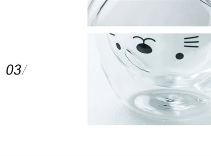 Double Wall Glass Mug - Cute Animal Drinkware | Insulated Borosilicate Cup