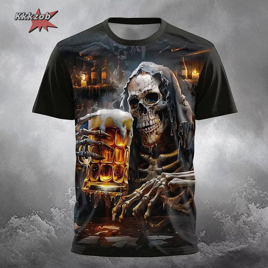 Gothic Skull T-Shirt - 3D Printed Casual Short Sleeve Top - ZOOMNSTORE