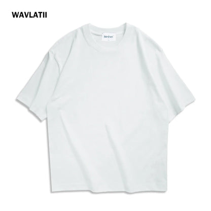 WAVLATII Oversized White Black T shirt for Women Fashion Female Casual Plus Size Tees Lady Summer Streetwear Tops WT2599