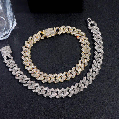 2026 BulingBuling Mens Cuban Bracelet Full Diamond-Rhombus Design - Luxurious Sparkling Jewelry for Him