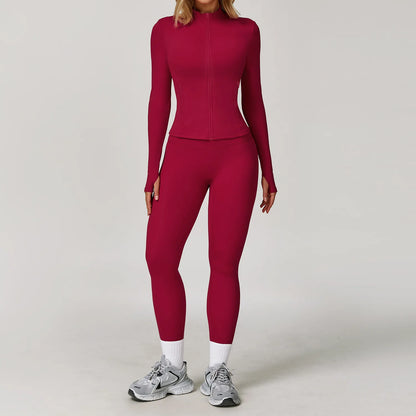 Women Yoga Sports Set - Running Fitness Outfit with Super Elastic, Breathable Gym Tracksuit