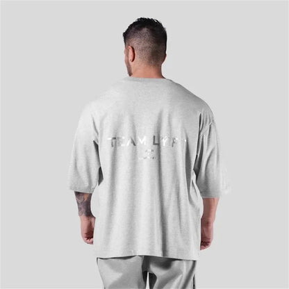 TEAM LYFT Silver Letter Logo Print Comfortable Cotton Men GYM T-Shirt O-Neck Short Sleeve T Shirt M-3XL Man T-shirts Tops Tees
