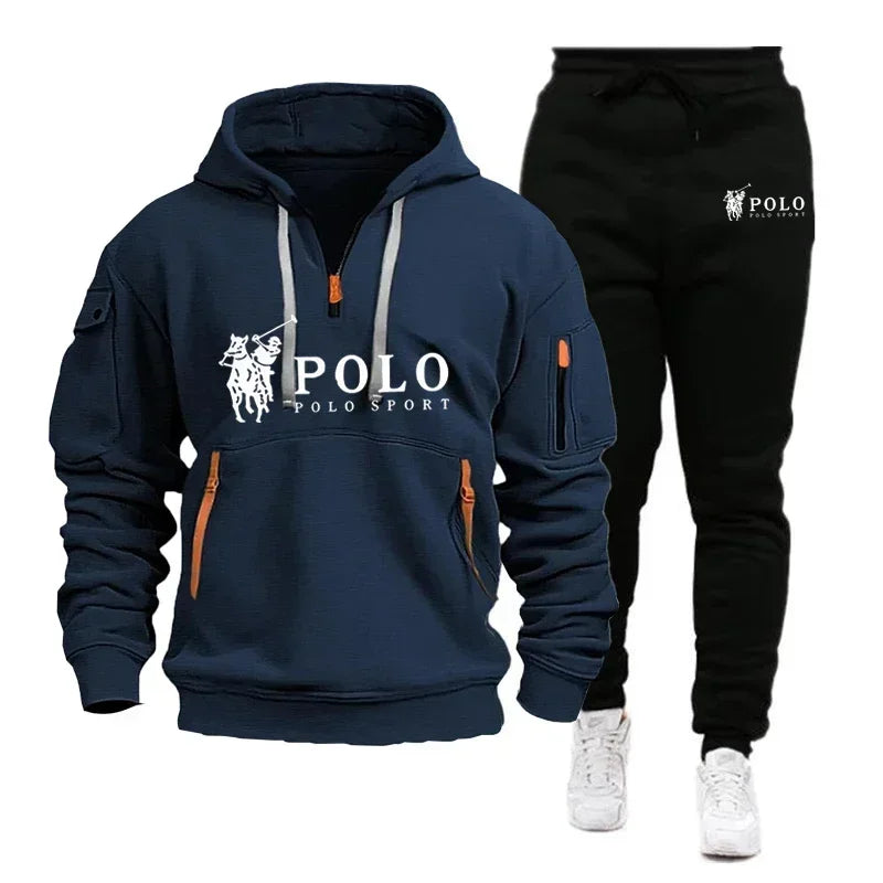 2026 Autumn/Winter New Men's Casual Set Fashion Outdoor Hiking Windproof Warm Men's Hoodie and Pants Two Piece Set