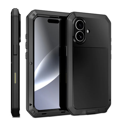 Luxury Heavy Duty Case For iPhone 17 16 15 Pro Max Plus Metal Heavy Duty 360 Full Body Shockproof Armour Protective Cover Fundas