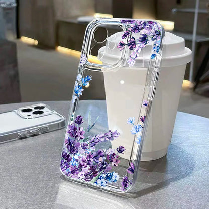 Clear Phone Case For Samsung S26 S25 Ultra S24 S23 S22 S21 A57 A37 A17 A07 A56 5G A36 A26 A16 A55 A54 A53 Pink Flower Soft Cover