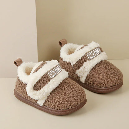 Cotton Slippers Kids - Warm Indoor Shoes With Soft Sole & Anti Slip TPR Outsole