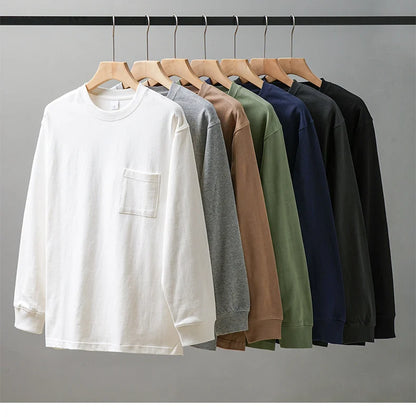 Men's Long Sleeve T Shirt - DUKEEN Heavyweight Cotton Crew Neck Casual Tee