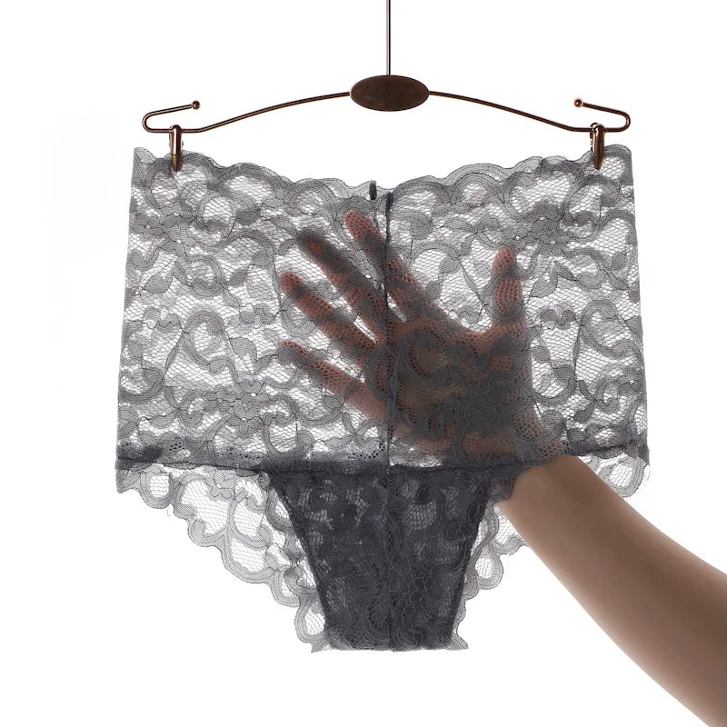 Women's underwear Ice silk high waist belly lift lace pure cotton antibacterial crotch little girls shorts summer thin
