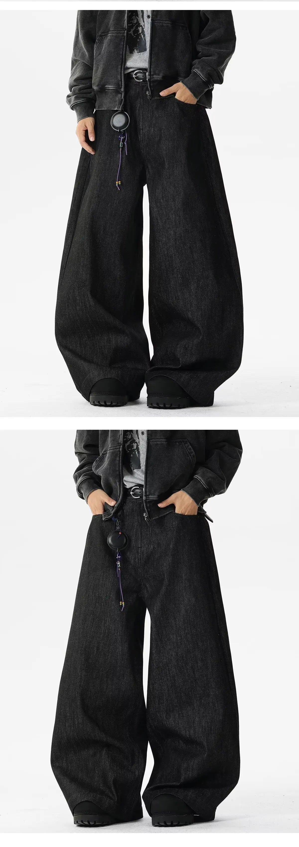 Retro Red Dragon Embroidery Wide Leg Knife Edge Jeans  for both men and women Y2K street cool floor length wide leg pants