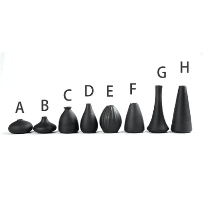 Black Ceramic Small Vase - Simple Japanese Home Decoration