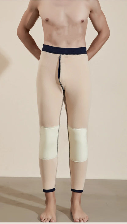 Winter Warm Mens Warm Leggings Tight Men's Long Johns Fleece Wool Warm Underwear Elastic Tights Male Thermal Warm Pants