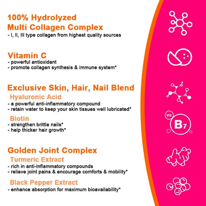 Collagen Capsules with Hyaluronic Acid and Vitamin C Complex, Skin Whitening Supplement