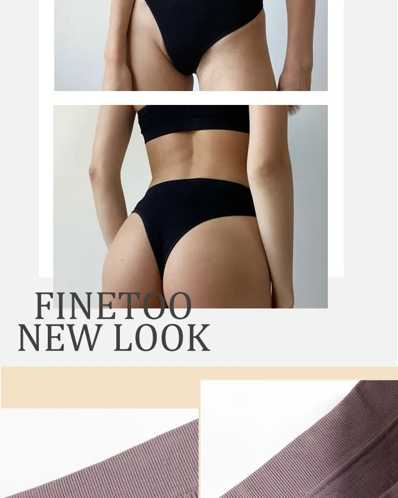 FINETOO 4PCS/Set Seamless Women Pantys High Waist Briefs Solid Color Brazilian Panties Girls Sexy Underpants For Women Lingerie