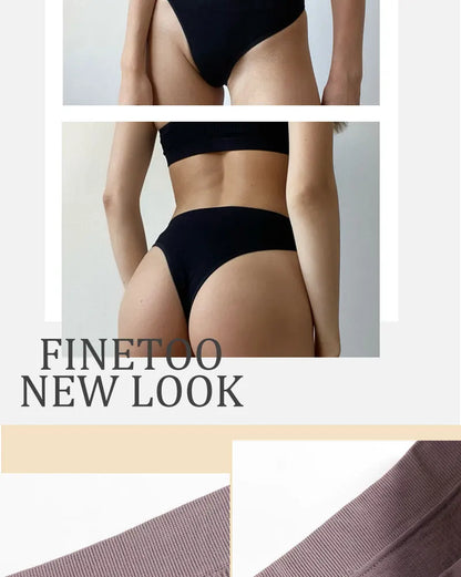 FINETOO 4PCS/Set Seamless Women Pantys High Waist Briefs Solid Color Brazilian Panties Girls Sexy Underpants For Women Lingerie