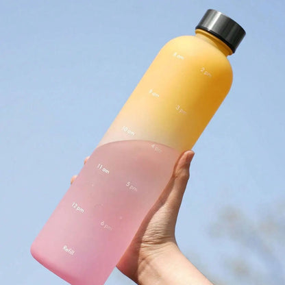 1000ml Outdoor Sports Water Bottle, Portable Frosted Gradient Cup, Large Capacity with Scale, Camping Picnic Office Gym Drinkware