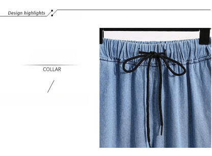 2026 High Waist Loose Fit Wide Leg Jeans Women Plus Size Casual Straight Workwear Trousers Summer Autumn Denim Capri Pants