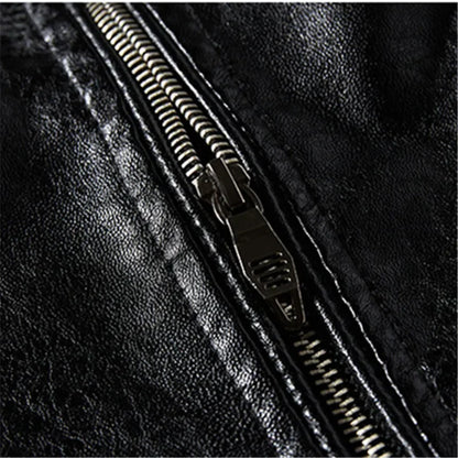Men's Leather Jacket Men's Winter Fleece Men's Stand Collar Biker Casual Windproof Slim Fit Jacket Fleece Leather Jacket