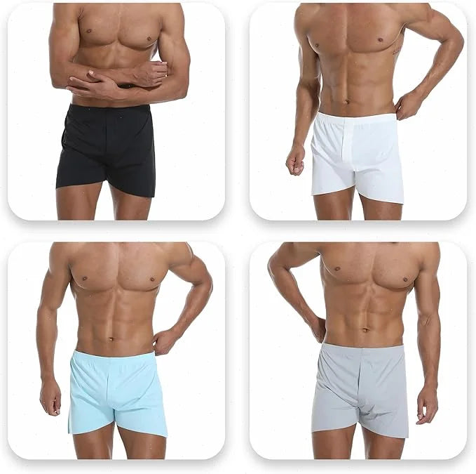 Men's Ice Silk Boxers Shorts Large Size Underwear Man Mid Waist Loose Arrow Pants Boy Home Pajamas Underpants Breathable Panties