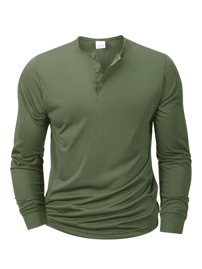 Mens Long Sleeve Henley V-neck Lightweight Long sleeves Casual Cotton Slim Fit Basic Loose Fitness Sports Breathable Top