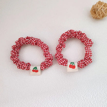 2PC Cherry Strawberry Elastic Hair Bands Set Women Girls Kids Hair Ties Rubberband Hair Accessories Scrunchy Rope