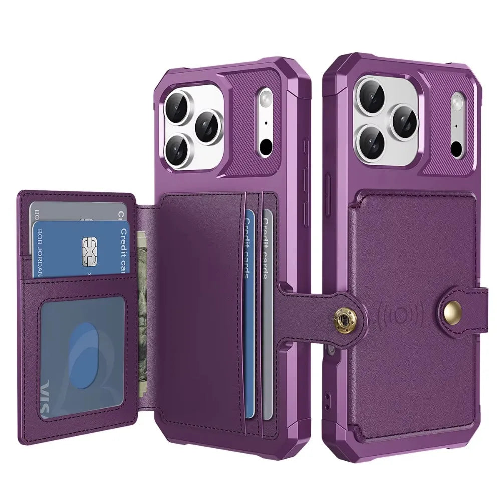 Wallet Phone Case Card Holder for Apple IPhone 17 Air 16E 16 15 14 Plus 13 12 Pro Max Hybrid Rubber Bumper Back Flip Cover