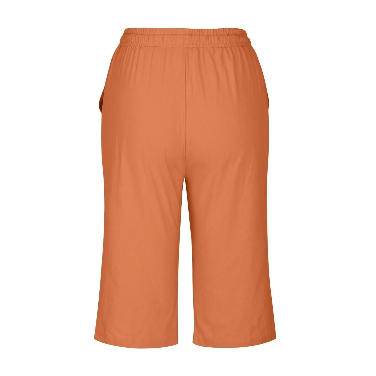 Casual Cotton Linen Pants For Female Streetwear Solid Color Wide Leg Capri Versatile Palazzo Pants Baggy Cargo Pants With Pocket