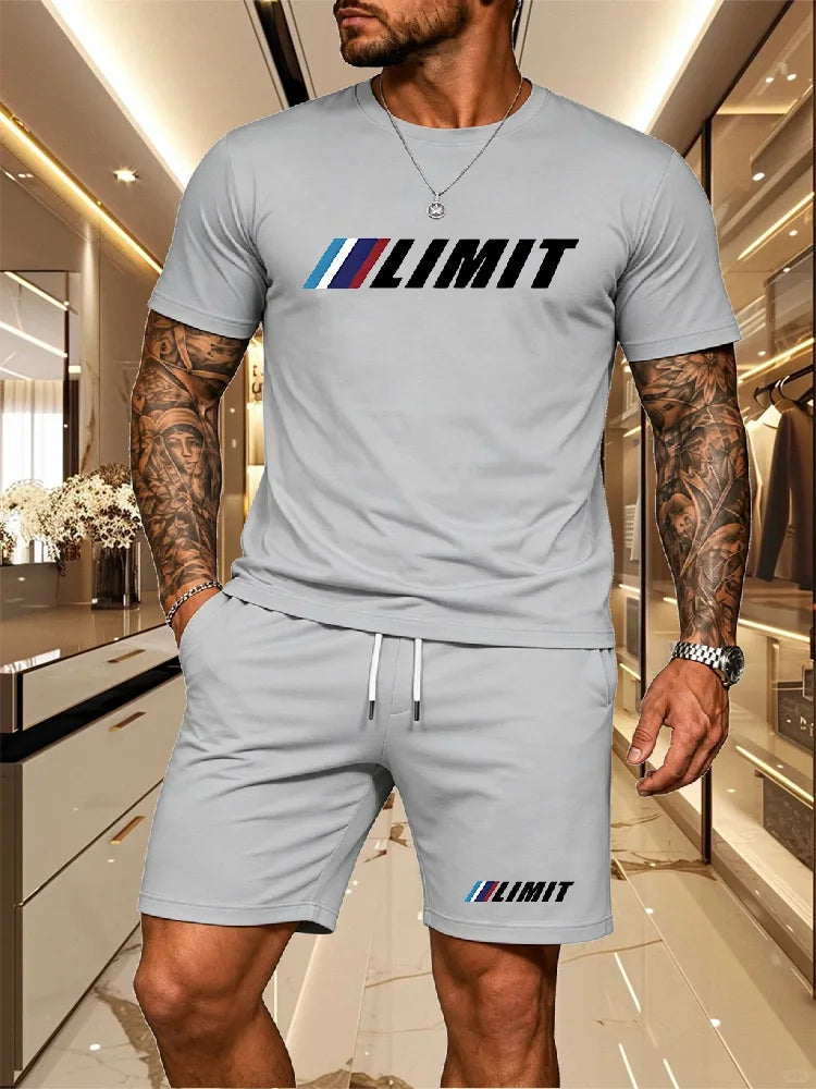 Men's Tracksuit 2 Piece O-neck Short Sleeve Shirt Shorts Set Men's Running Suit Plus Size T shirts Man Clothing Summer T-shirt