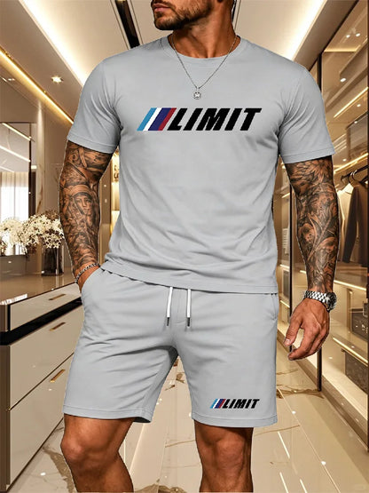 Men's Tracksuit 2 Piece O-neck Short Sleeve Shirt Shorts Set Men's Running Suit Plus Size T shirts Man Clothing Summer T-shirt