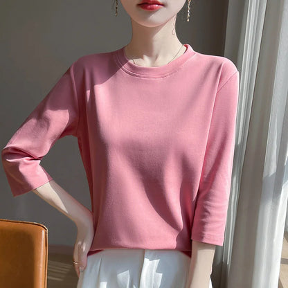 Cropped Mercerized Cotton T-Shirt - 100 Cotton Short Sleeve for Spring  Summer 2023