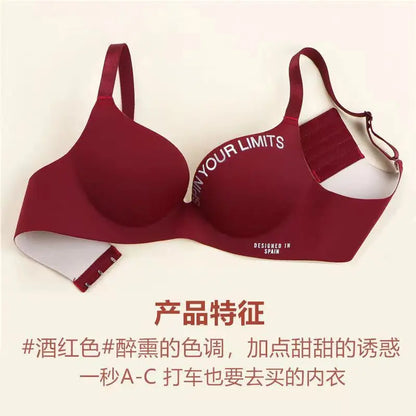 Seamless Push Up Bra - Women's One-Piece Wire Free Bra with Adjustable Straps