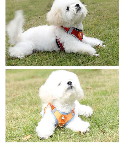 Adjustable dog harness no pull cute cat soft walking leash set pet dog vest vest teddy beagle suitable for small and medium dogs