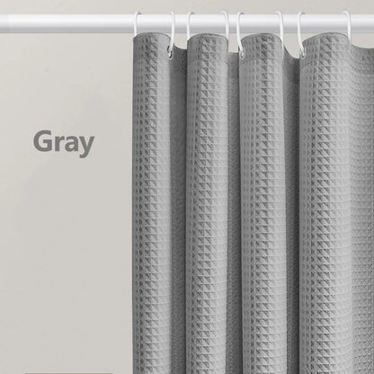 Waterproof Thickened Waffle Shower Curtain - Mildew Resistant Solid Color Bathroom Decor - ZOOMNSTORE