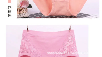 Plus Size Women's Lace Cotton Briefs 5XL 6XL Sexy Comfortable Panties for Full Figure Mature Ladies Soft Breathable Underwear