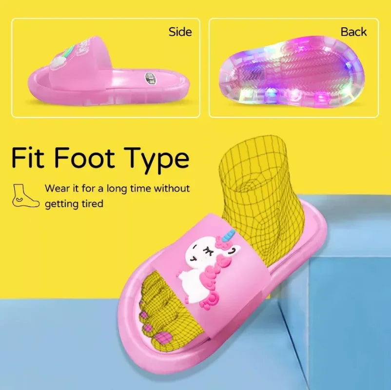 Kids Unicorn Slippers – Cute Cartoon Animal Light Up Shoes for Toddlers