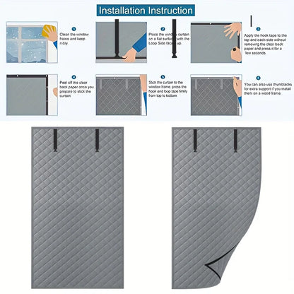 Thermal Door Curtain - Winter Insulated Roll Up Cover with Storage Buckle, Easy Install